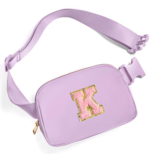 Gitus Initial Belt Bag Fanny Pack Crossbody Bag for Girls Birthday Gifts Age 8-10 Teen Girl Gifts Trend Stuff Personalized Letter Gifts for Daughter Sister (Lavender-K) - color: Lavender, style: K