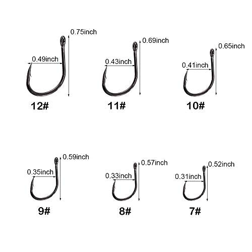300pcs Small Fishing Hooks Black High Carbon Fishing Hooks Set 6 Sizes with a Plastic Box - color: 300pcs