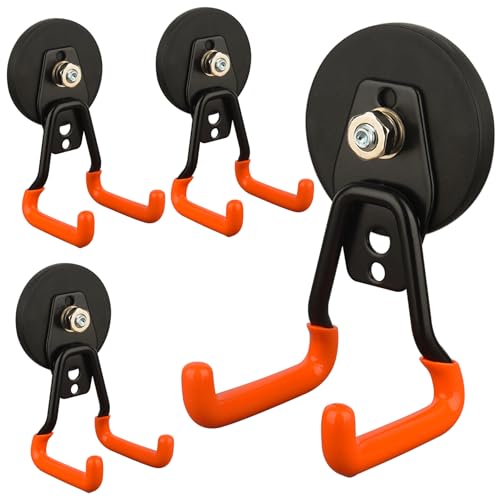 MUTUACTOR Updated Strong Magnetic Hooks,4PCS Scratch-Resistant Heavy Duty Garage Magnet Hook,20lbs Powerful Storage Tool Hooks for Organizing Cordless Impact Drivers,Garden Shovel Tool Box - style: Updated 2.6in Magnet M Red Hooks 4PCS
