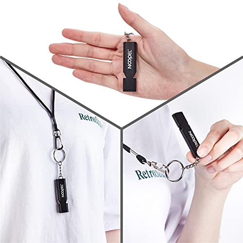 Noopel Emergency Whistles Lifeguard Safety Whistle with Lanyard and Keychain for Outdoor Camping Hiking Boating Backpacking Fishing Kayak Kids Rescue Signaling Loud Survival Whistle - color: 2 Pack Black