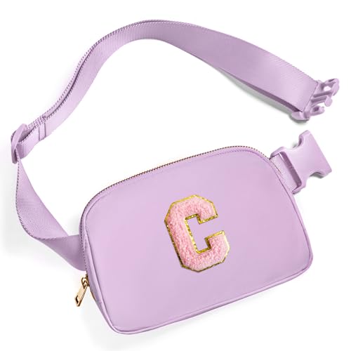 Gitus Initial Belt Bag Fanny Pack Crossbody Bag for Girls Birthday Gifts Age 8-10 Teen Girl Gifts Trend Stuff Personalized Letter Gifts for Daughter Sister (Lavender-C) - color: Lavender, style: C