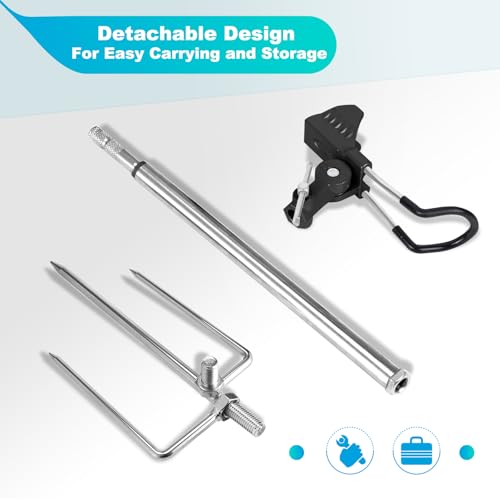 2 Pack Fishing Rod Holders for Bank Fishing, Multifunctional Stainless Steel Fishing Pole Holders for Ground, 360 ° Adjustable & Detachable Easy to Carry, Gift for Men Father’s Day, Birthday Day - style: All-season