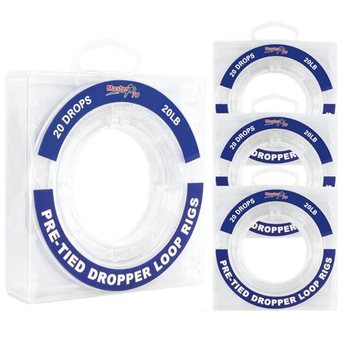 MASTERPRO Pre-Tied Dropper Loop Rigs, Fishing Line Spool 10LB 15LB 20LB 30LB 40LB 50LB 60LB 80LB 100LB, Suitable for Saltwater Freshwater Fishing - size: small bobbin-60LB