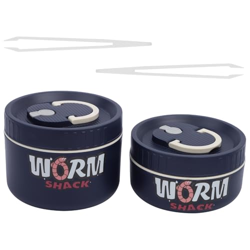 2Pcs Live Bait Storage,Fishing Bait Container, Stainless Steel Worm Storage Box, Nightcrawler Box, Bait Tank, Compact and Durable,Small and Portable, Keeps Bait Fresh and Alive - color: Blue