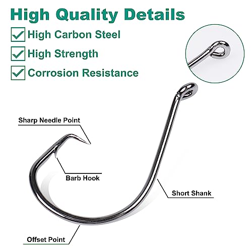 Saltwater Circle Hooks,50 Pack 2X Fishing Hooks Offset Octopus Catfish Bulk Fishing Hooks Fishing Gear Equipment Set Saltwater Freshwater - size: 6/0 - 50 Pack