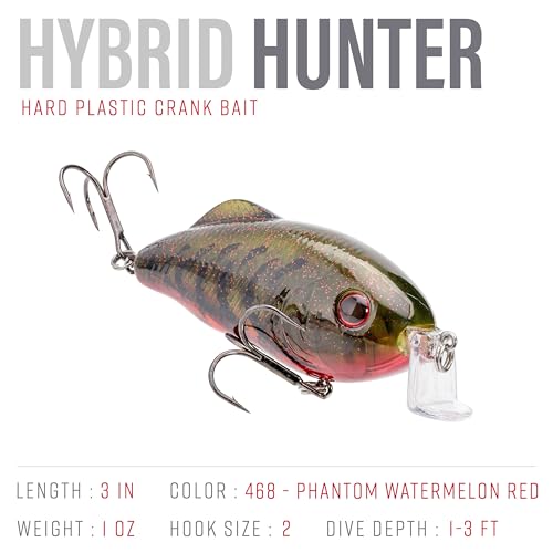 Strike King Hybrid Hunter Shallow Crankbait - color: 468 - Phantom Watermelon Seed Red Craw