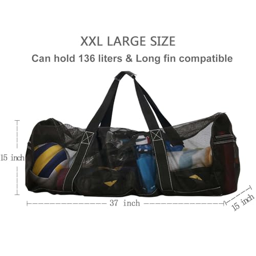 Bulex 37 Inch XXL Mesh Duffle Bag for Scuba Dive or Snorkel Gear, Extra Large Snorkeling Equipment Carry Bag, Ideal for Beach Pool Swimming Free Diving Kayak Spearfishing