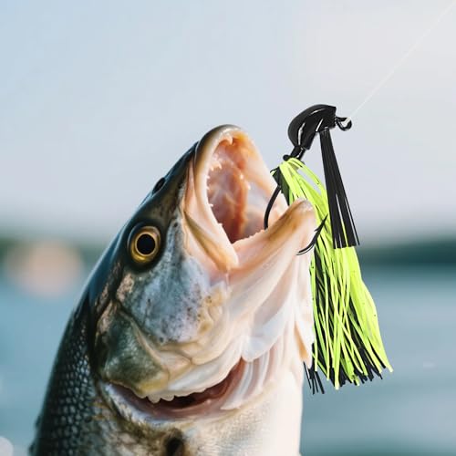 Bass Bladed Fishing Lures Jigs: 5pcs Swim Silicone Skirts Flipping Lures Hook Pitching Bait - color: Multi Color