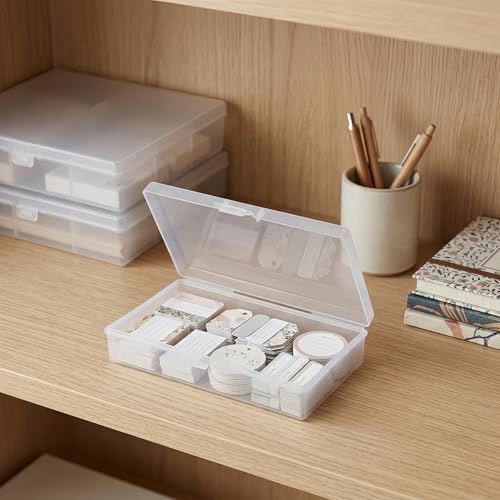 LJY 12 Pieces Rectangular Empty Mini Clear Plastic Organizer Storage Box Containers with Hinged Lids (5.3 x 3.1 x 1.2 inch, Transparent) - color: Transparent, size: 5.3 x 3.1 x 1.2 inch