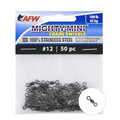 AFW American Fishing Wire Fishing Swivels - Mighty Mini 100% Stainless Steel Crane Swivels, 3X Stronger Than Brass, for Terminal Tackle Box, Up to 600lb Test - Fishing Gear for Fishing Line Leaders - size: 50 Pieces, 100 Pound Test