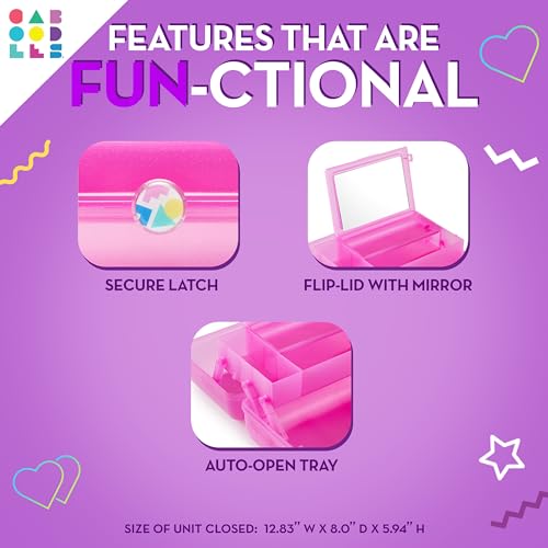Caboodles On-The-Go Girl Makeup Box, Purple Sparkle, Hard Plastic Makeup Organizer Box, Built-In Mirror, Secure Latch for Safe Travel, Spacious Storage for Large Items - color: Purple Jelly Sparkle
