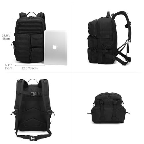 Wotony Tactical Backpack - Military waterproof backpack with multiple pockets and tactical gear for the outdoors (Black, 45L) - color: Black, size: 45L