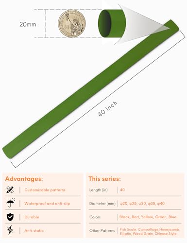 Accering Frosted Pattern Heat Shrink Grip Tubing Soft (φ20mm, Fruit Green) - color: FruitGreen, size: φ20mm, L3.28ft