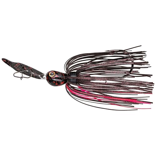 Strike King Thunder Cricket Fishing Lure, Vibrating Swim Jig, Silver Blade, 4/0 Jungle-Style Flipping Hook - color: Black Widow, size: 1/2 oz