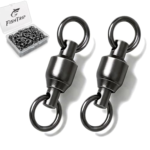 FishTrip 30/50 Pack Ball Bearing Fishing Swivels, High Strength Stainless Steel Swivels Fishing Tackle Solid Welded Rings Barrel Swivels Fishing Connectors for Saltwater Freshwater Size 0#-10# - size: 5#_143LB_30PCS