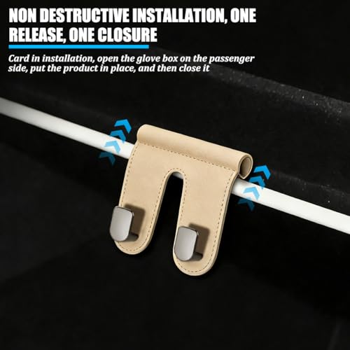 Car Co-Pilot Glovebox Hook, Dual Hook Passenger Seat Glovebox Hanger Organizer for Purse Handbag Umbrella, Automotive Interior Glove Box Hanging Storage Holder, Universal Fit (Beige) - color: Beige, size: Dual