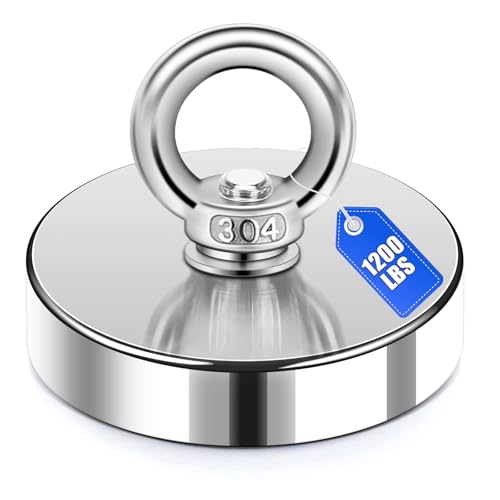 DIYMAG Super Strong Neodymium Fishing Magnets, 1200 Lbs 544 KG Pulling Force Rare Earth Magnet with Countersunk Hole Eyebolt Diameter 3.94 inch(100mm) for Retrieving in River and Magnetic Fishing - size: 100mm