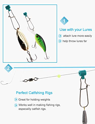 Fishing Line Sinker Slides Catfishing Rig, Saltwater Heavy Duty Sinker Weights Connector with Duo Lock Snaps - size: 12 Pieces
