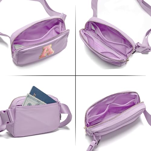 Gitus Initial Belt Bag Fanny Pack Crossbody Bag for Girls Birthday Gifts Age 8-10 Teen Girl Gifts Trend Stuff Personalized Letter Gifts for Daughter Sister (Lavender-A) - color: Lavender, style: A