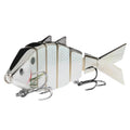 BASSDASH Bone Swimbait Multi Jointed Hard Fishing Lure for Bass Trout Bluegill Pike with Angled Cut Segments - color: White Shad