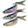 Crown Fishing Lures 8 Segment Realistic Swimbait with 3D Eyes Vibrating Actions,Smooth Lifelike Swimming for More Bites,Reinforced Fiber Joint