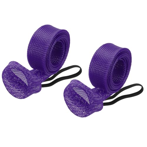 PATIKIL Rod Sock, Fishing Rod Sleeve Cover Braided Mesh Pole Protector Gloves Fishing Tools Flat End for Spinning Fishing Rod Fly Rod Ice Rod Casting Rod - color: Purple, size: 67 Inch
