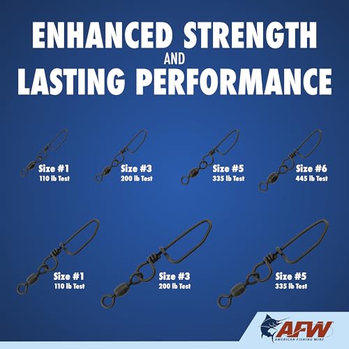 AFW Brass Coastlock Snap Swivels – Durable Fishing Gear with High-Strength Wire Snaps, Black Oxide Finish, Prevents Line Twisting & Kinking, Supports Up to 350 lb Test. - size: 2 pc, #4/0, 350 lb test