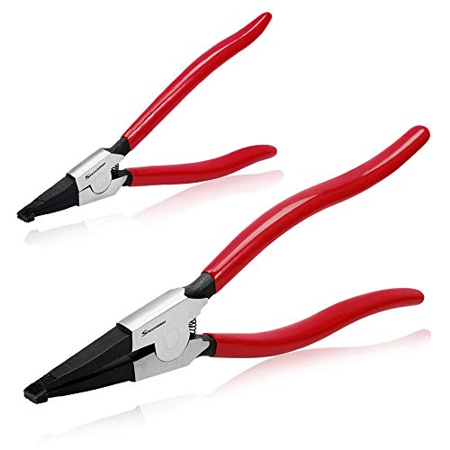 SPEEDWOX 2 Pcs Special Ring Retaining Ring Pliers Set Lock Ring Pliers Flat for Removing Installing Gearshift Locking Rings Angle Tip Circlip Plier Automobile Transmission Clutch Tool Fathers Day Gift - style: 8"&11"