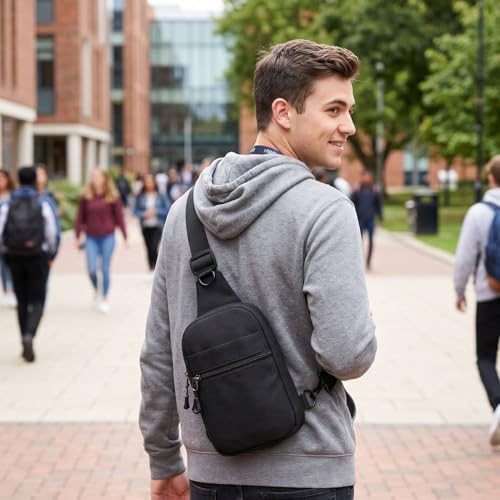 Kajaia 7 Pack Crossbody Sling Bags for Men Lightweight Oxford Cloth Shoulder Bag with Multi-pockets and Buckle Adjustable Strap, Waterproof Travel Bag for Men, Work, Commute, Running, Fishing