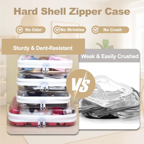 4 pcs Clear Zipper Pouches,Hard Shell Zipper Case, Toiletry Bag for Travel, CLear Diaper Bag, Toiletry Pouch, Travel Organizer, Cosmetic Bag,Toy Storage Bins (M+3S) - color: White, size: M+3S