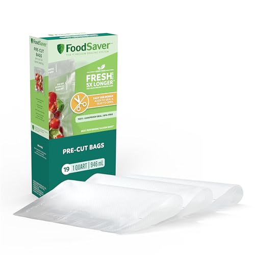 FoodSaver Quart Pre-Cut Vacuum Seal Bags, Easy Use Vacuum Storage Bags, Align to Seal and Tear to Open Vacuum Sealer Storage Bags, 19 Pack - size: Quart (19 Bags)