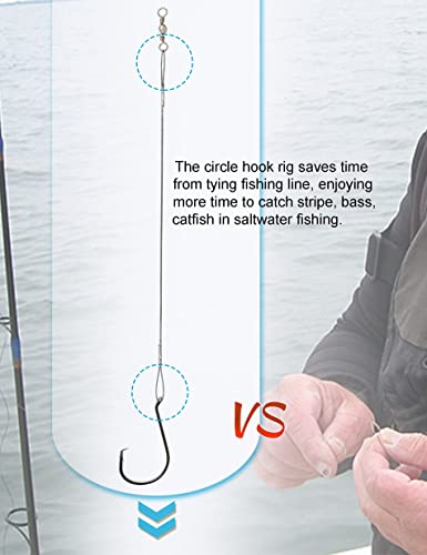 Circle Hooks Rigs Saltwater Steel Leader Wire, 25pcs Heavy Duty Circle Hook with Leader Wire Bass Catfish Fishing Lure Rig - size: 5/0