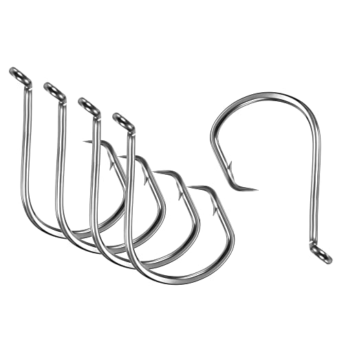 PATIKIL Fishing Circle Hooks, Carbon Steel Offset Hook with Barbs for Freshwater Saltwater - size: 45mm/1.77"