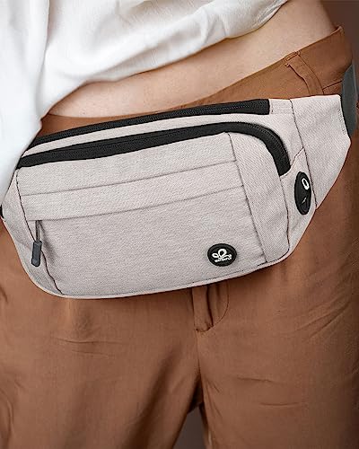 WATERFLY Fanny Pack Waist Bag: Small Hip Pouch Bum Bag Fannie Pack Phanny Fannypack Waistpack Bumbag Beltbag Sport Slim Fashionable for Jogging Hiking Hiker Woman Man - color: Beige