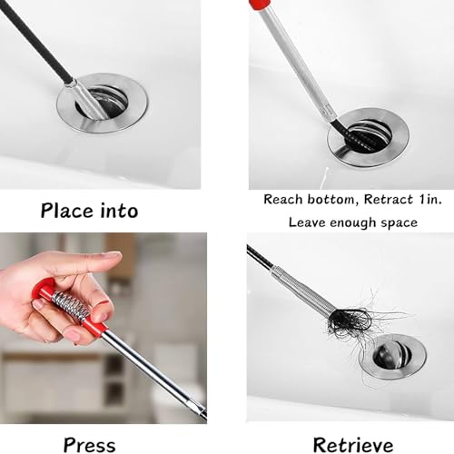 118" Flexible Grabber Claw Tool Reacher, Drain Snake Hair Drain Clog Remover Tool with 4 Claws Bendable Hose for Litter Pick, Home and Kitchen Sink, Drains, Toilet - style: 118 IN