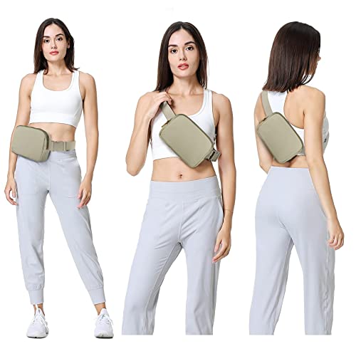 VOROLO Fanny Pack For Women And Men Crossbody Bag Belt Bag | Adjustable Strap Graduation Gifts Lightweight Travel Running - color: Black+Wood Grey