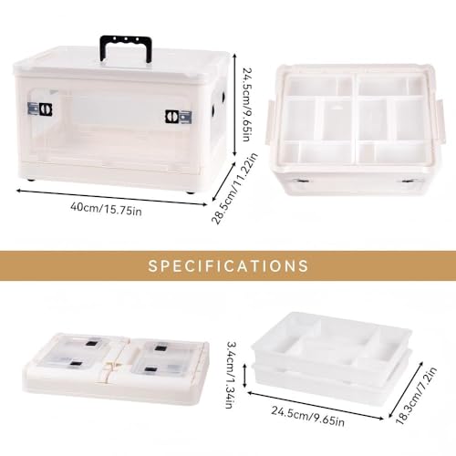 HEY FOLY 30qt Medicine Organizer Storage Box with 4-Side Opening Doors, White Foldable Medication Organizer Empty, Container Case Stackable First Aid Box for Home Storage - color: Foldable-30qt