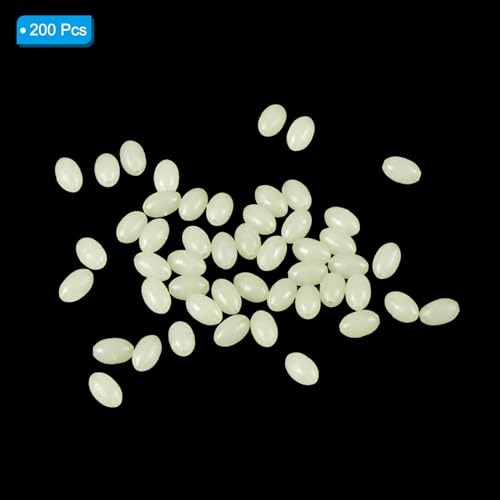 PATIKIL Glow Fishing Beads Plastic Oval Rubber Luminous Fishing Bait Eggs Rig Bead Tackle Lures Accessories with Box - color: White, size: 6x4mm