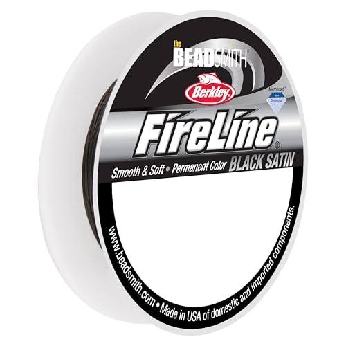 The Beadsmith Fireline by Berkley – Micro-Fused Braided Thread – 6lb. Test, .006”/.15mm Diameter, 15 Yard Spool, Black Color – Super Strong Stringing Material for Jewelry Making and Bead Weaving - color: Black, size: 6lb, .006”, 15 yard