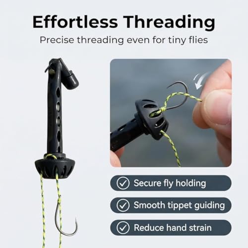 2026 New Fly Fishing Magnetic Fly Threader, Fishing Accessory to Easily Rig Small Flies & Tippet on Water, Make Fly Tying Simpler, Works with Most Hooks, tippets, and Fly Styles