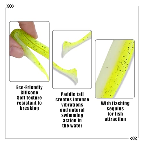 Paddle Tail Swimbaits FS/RE-10 | for Bass Fishing,14 Colors ,Fishing Lures with Flash Blade,Freshwater Saltwater ,Bass Bait,for Trout Catfish Pike - color: Color F, size: 7cm,50pcs