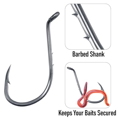 Dr.Fish 100 Pack Octopus Hooks Baitholder Fishing Hooks for Saltwater & Freshwater Live Bait Fishing, Bass Walleye Striper - size: #1-100 Pack