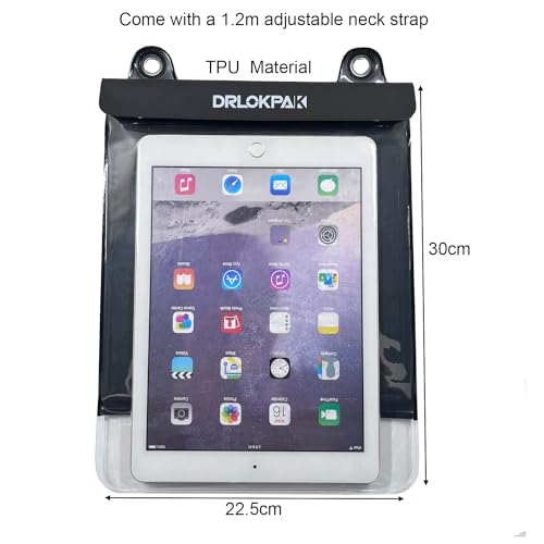 DRLOKPAK Floating Waterproof Tablet case for Ipad Pro Ipad Air Galaxy Tab S9 A9 Dry eReader Bag Pouch for Kindle Scribe Fire HD 10 Max 11 up to 11" - color: Black, size: 11inch