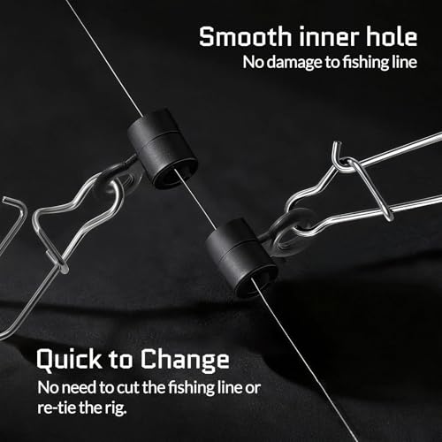 FishTrip Sinker Slides for Fishing Rigs - 25/50/100pcs Duo Lock Snaps for Fishing Line Heavy Duty Weights Sinkers Saltwater Connector Accessories - color: Black, size: S#_100pcs