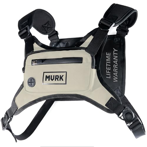 MVRK Water Resistant Running Vest Chest Pack, Phone Holder for Running, Lightweight Training Pack with Reflective Detail - color: Off-white