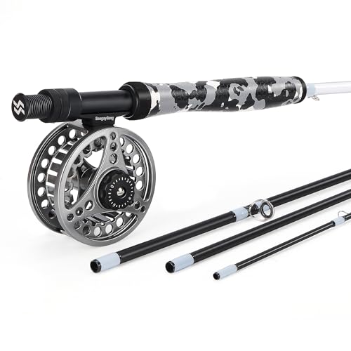 Sougayilang Standard Fly Fishing Combo Starter Kit, 5/6 Weight 9' Fly Rod with SuperPolymer Handle, Accessories, Carrying Case, Fly Box Case & Fishing Flies - color: Black