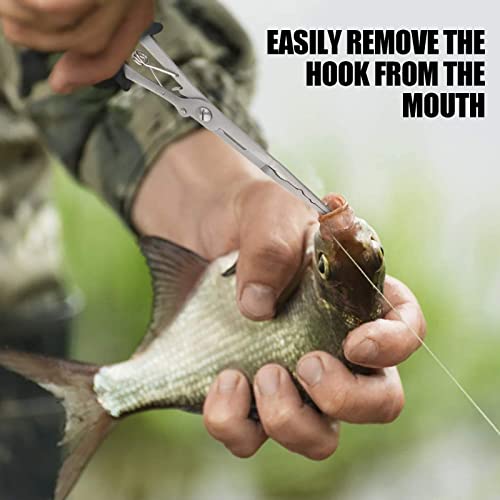 Hikary Long Nose Fishing Pliers,Ice Fishing Gear,Stainless Steel Hook Remover Braid Cutter Rustproof Fishing Multi-Tools Fishing Gripper for Freshwater Saltwater - color: yellow-8.8inch