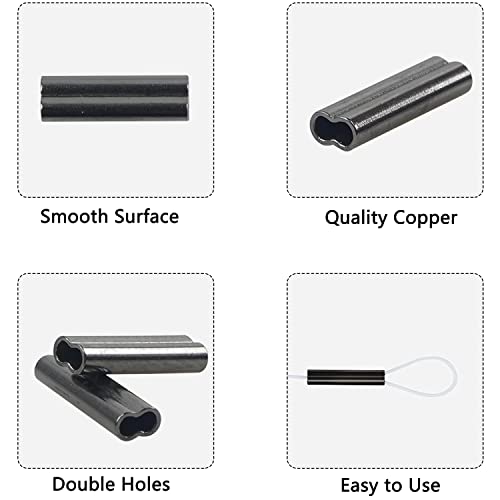 Double Barrel Crimp Sleeves Kit, Fishing Wire Leader Rigging Copper Tube Fishing Line Connector Tackle Kit - color: 200pcs-0.8mm+1.2mm Inner Dia