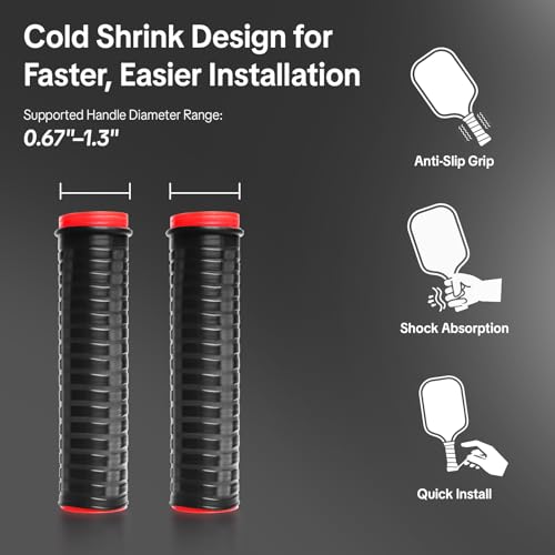 2-Pack Cold Shrink Grip Sleeve for Baseball Bat, 8.7"-10.6" Expansion Non-Slip Long Overgrip, Vibration Dampening Handle Cover for Baseball, Softball, Hockey Sticks, Fishing Rods & Tools - color: Black