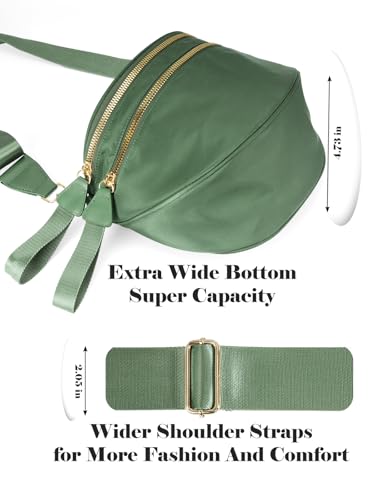 Pure Colour Crossbody Bag Bum Bag for Women,Spacious Purse Fanny Packs Belt Bag,Oversized Bum Bag (Colour Bum Bag-Bean Green) - color: Colour Bum Bag-Bean Green